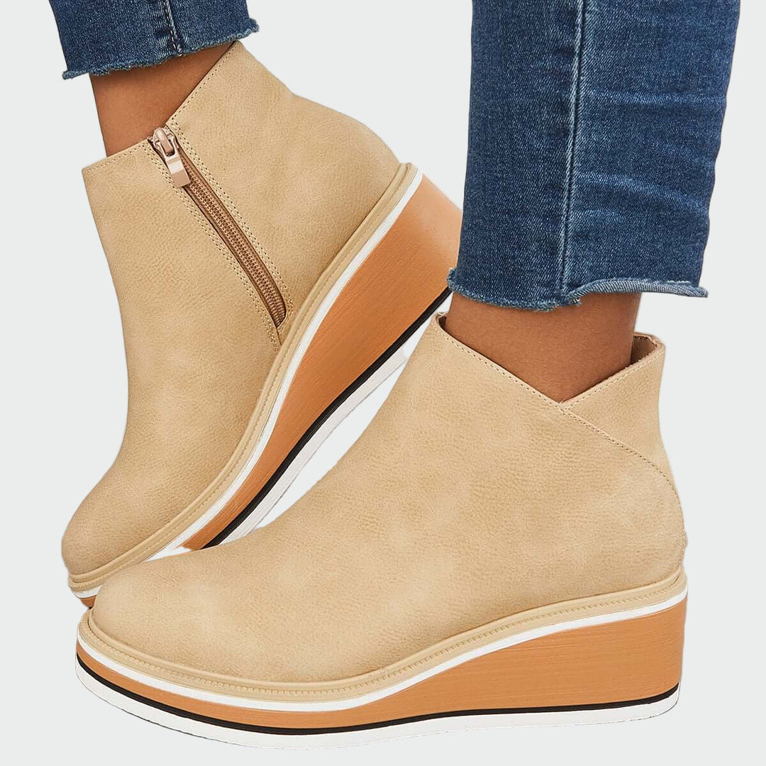 Rebeca | Botines de Cuero Ortopédicos Negros con Cuña