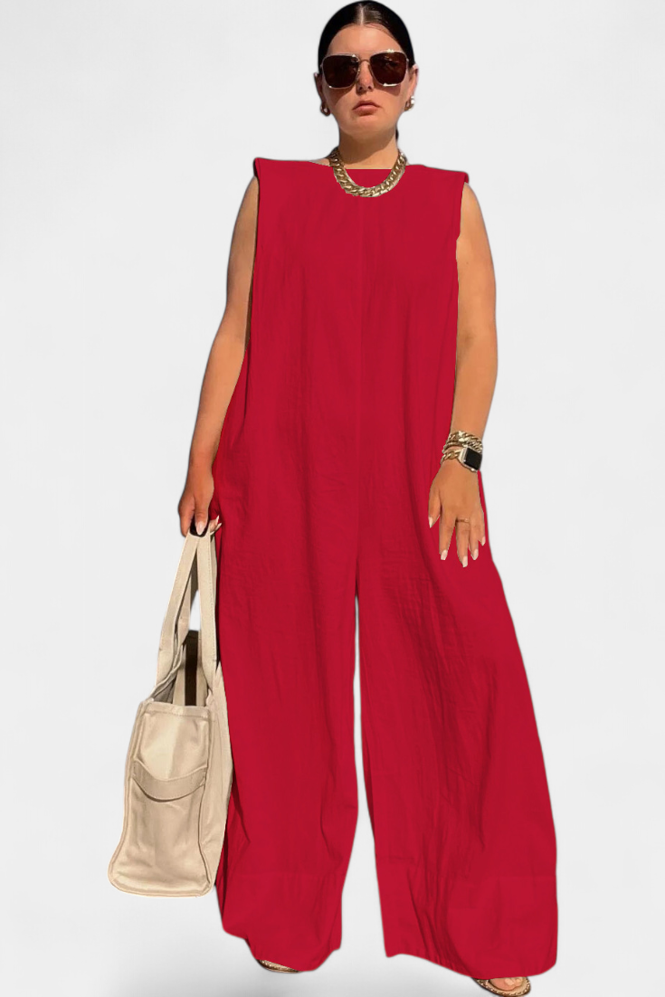 Airla Mono Oversize sin Mangas de Pierna Ancha