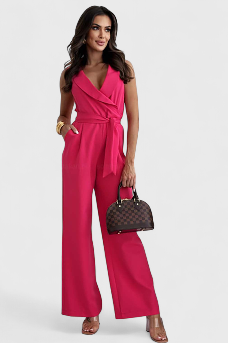 Montserrat Mono Elegante sin Mangas con Lazo y Caída Fluida