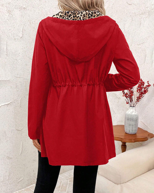 Adriana | Abrigo Reversible con Capucha y Estampado de Leopardo