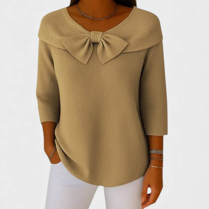Selena – Suéter de Mujer con Lazo y Escote Redondo